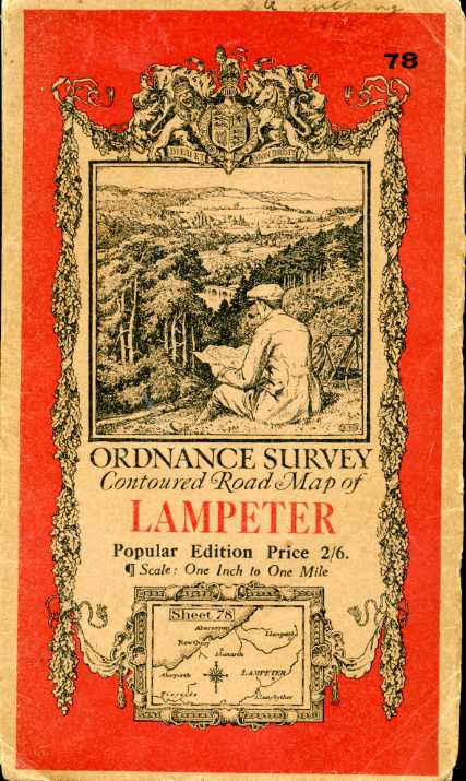 Ordnance Survey Contoured Road Map of Lampeter : Sheet 78 …