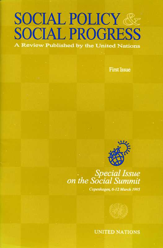 Social Policy and Social Progress : Special Issue on the …