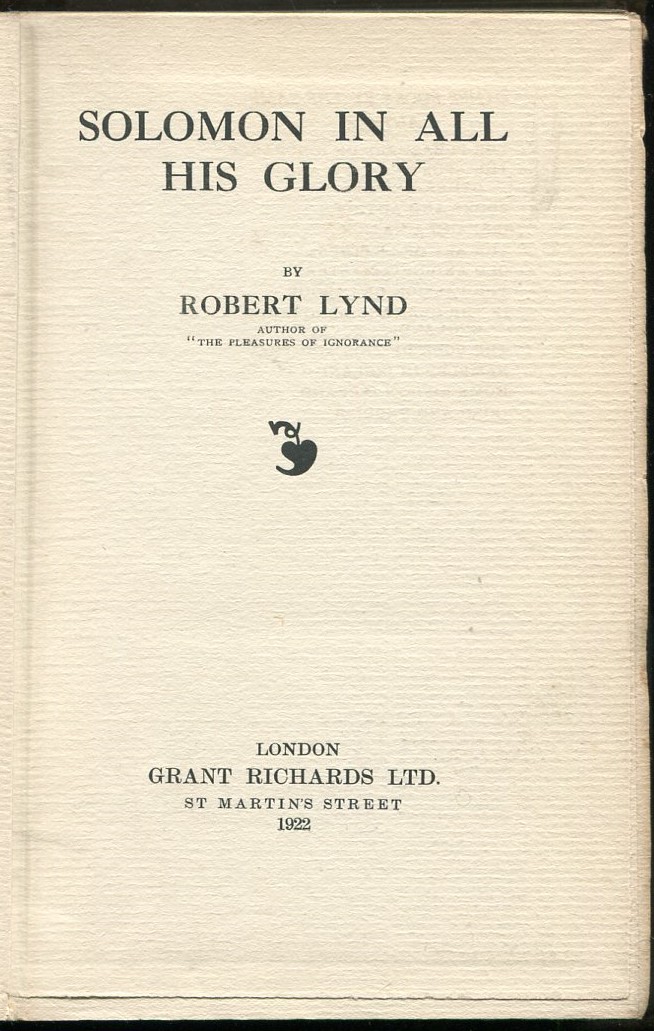 Solomon in All His Glory (Signed By Author)