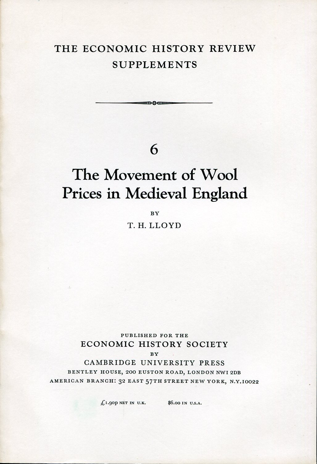 The Movement of Wool Prices in Medieval England