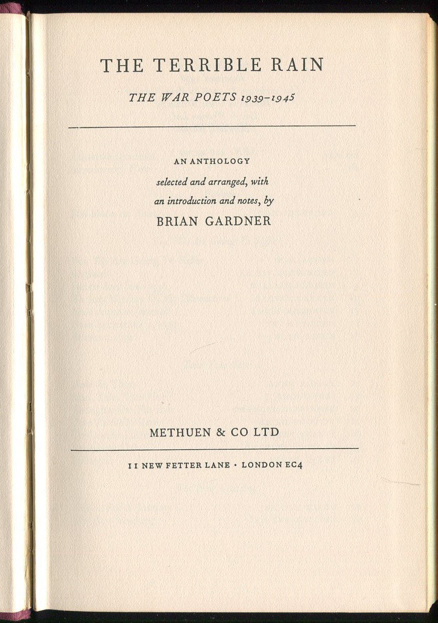 The Terrible Rain : The War Poets 1939-1945