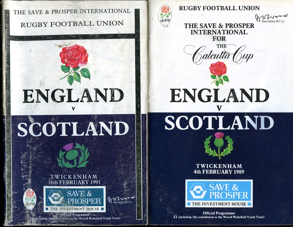 Two Rugby Football Union Programmes : England v Scotland