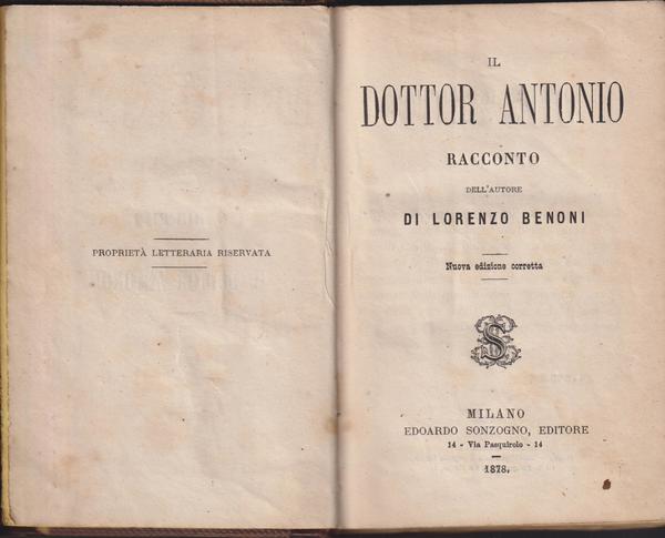 Il dottor Antonio, racconto dell'autore di Lorenzo Benoni, nuova edizione …