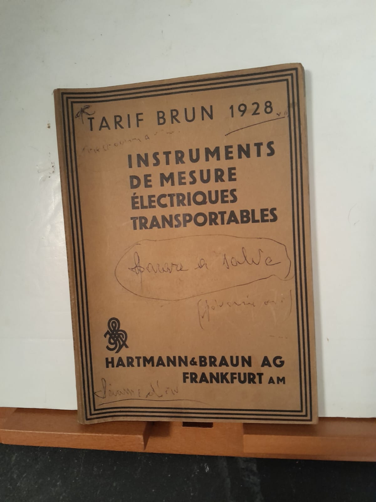Instruments de mesure électriques transportables Tarif Brun 1928