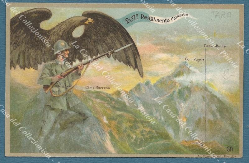 207 REGGIMENTALI FANTERIA BRIGATA TARO. Cartolina d&#39;epoca, circa 1918