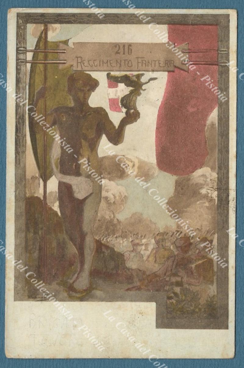 216 Reggimento Fanteria brigata Tevere. Cartolina d&#39;epoca viaggiata