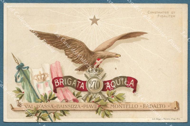 270 REGGIMENTO BRIGATA AQUILA. Cartolina d&#39;epoca, circa 1918
