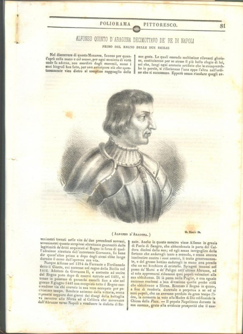 ALFONSO QUINTO D&#39;ARAGONA DECIMOTTAVO RE DI NAPOLI. 2 fascicoli del …