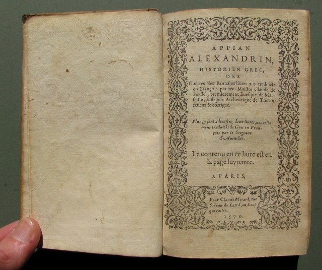 ANNO 1570. Storia. APPIANO ALESSANDRINO. &quot;Appian Alexandrin, Historien Grec,.reveuz &amp; …