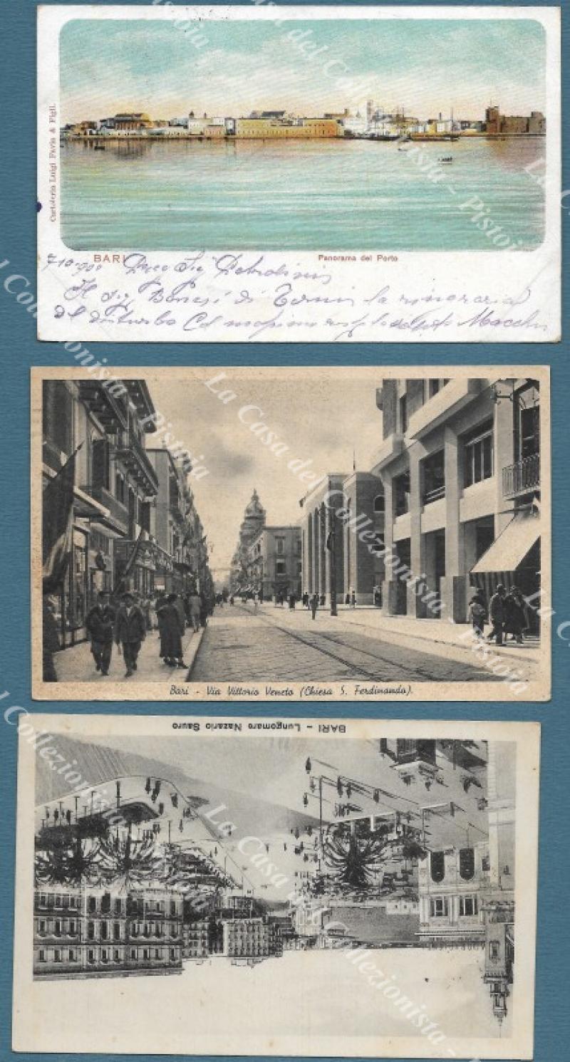 BARI. 3 cartoline d&#39;epoca viaggiate