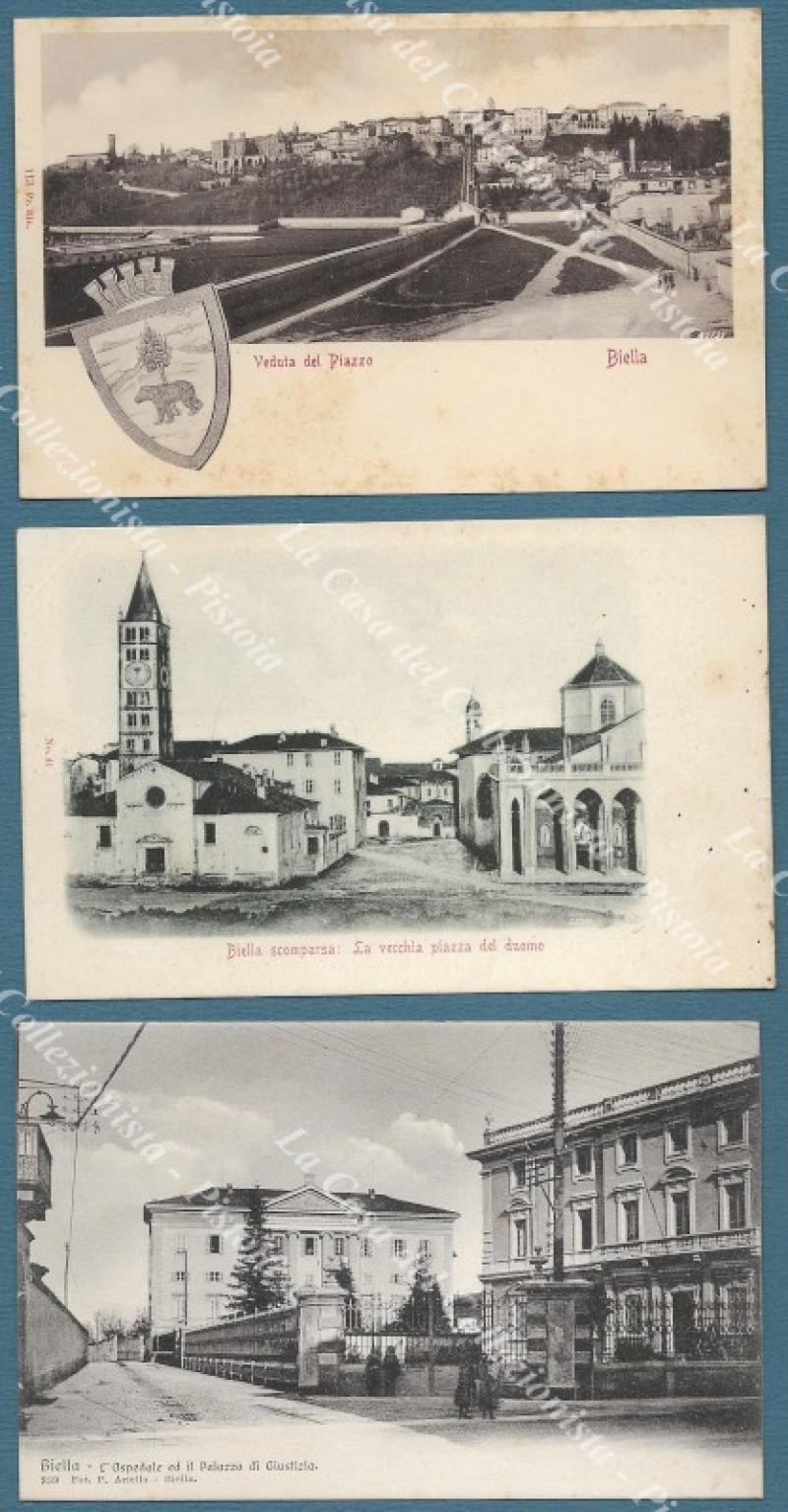 BIELLA. Via Umberto. 3 diverse cartoline d&#39;epoca, inizio 1900