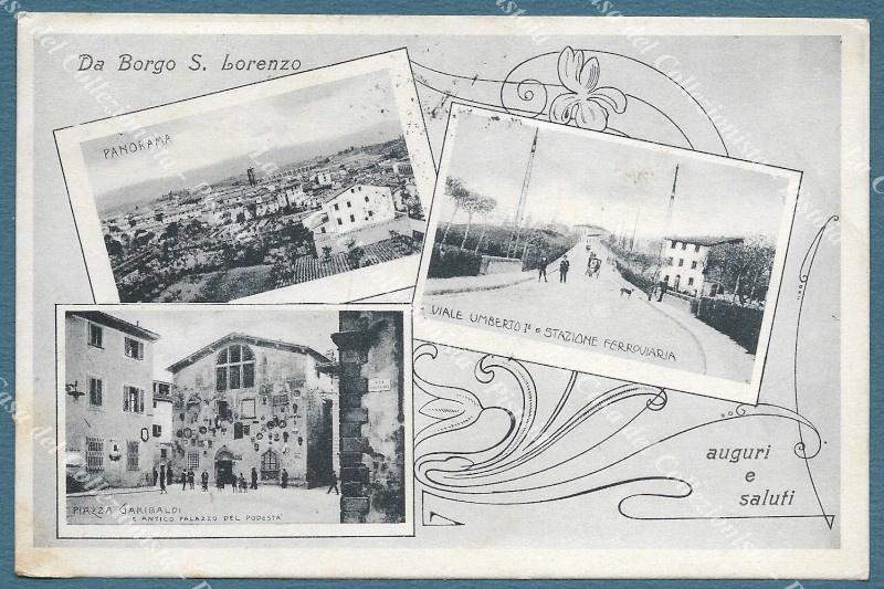 BORGO S.LORENZO, Firenze. Saluti da. Cartolina d&#39;epoca viaggiata nel 1918