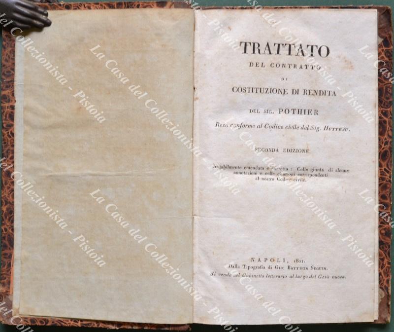 (Diritto - ediz. 1800) POTHIER ROBERT JOSEPH. TRATTATO DEL CONTRATTO …