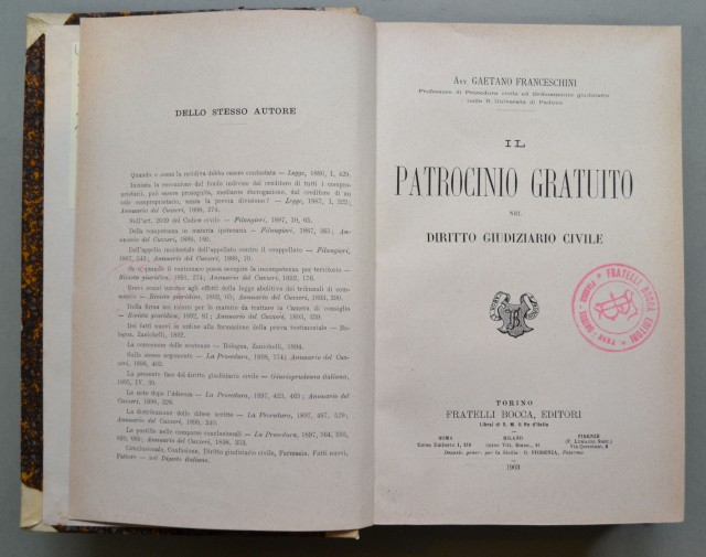 (Diritto) FRANCESCHINI GAETANO. IL PATROCINIO GRATUITO NEL DIRITTO GIUDIZIARIO CIVILE.