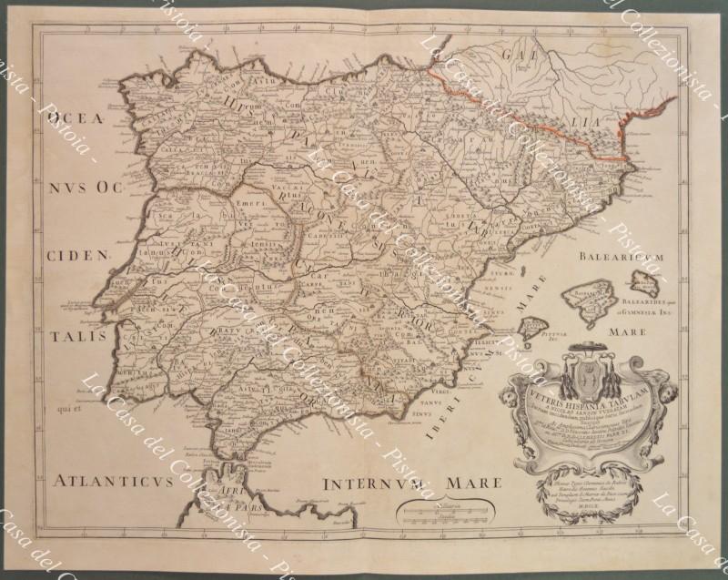 Espana Spagna, anno 1710. VETERIS HISPANIAE TABULAM. Nicol√≤ Sanson