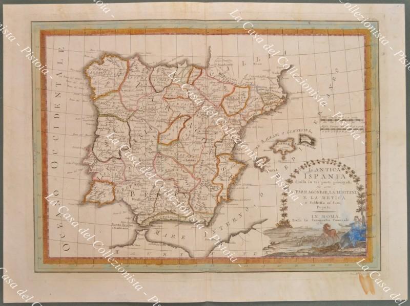 Espana Spagna, anno 1799. L&#39;ANTICA ISPANIA divisa in tre parti …