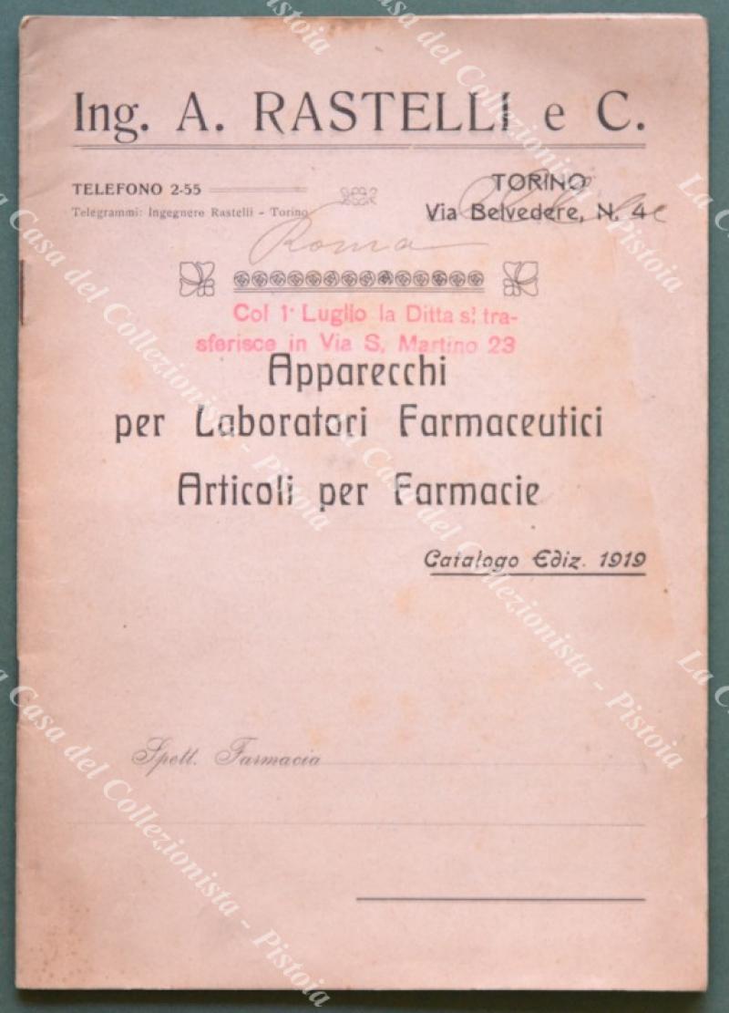 FARMACIA - PUBBLICITA&#39;. RASTELLI - APPARECCHI PER LABORATORI FARMACEUTICI. ARTICOLI …