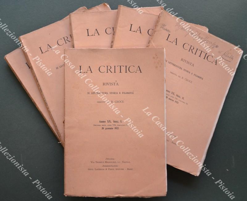 (Filosofia) LA CRITICA. Rivista di letteratura, storia e filosofia diretta …