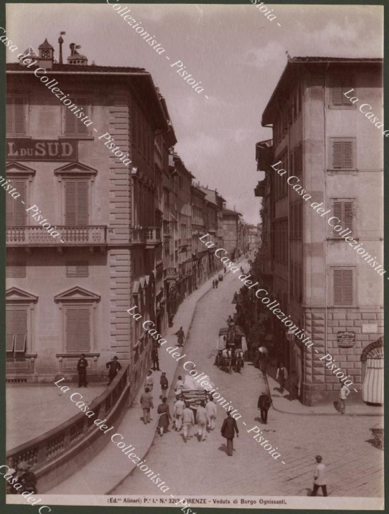 FIRENZE. Borgo Ognissanti. Fotografia originale, fine 1800.