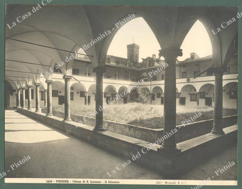 FIRENZE. Chiesa S.Lorenzo, il Chiostro. Foto originale circa 1920