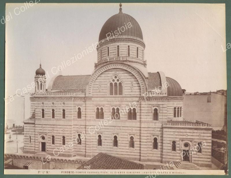 FIRENZE. Tempio israelitico. Foto originale Alinari all&#39;albumina, circa 1890