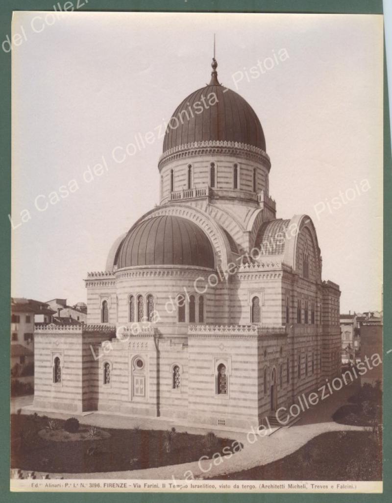 FIRENZE. Tempio israelitico. Foto originale Alinari all&#39;albumina, circa 1890