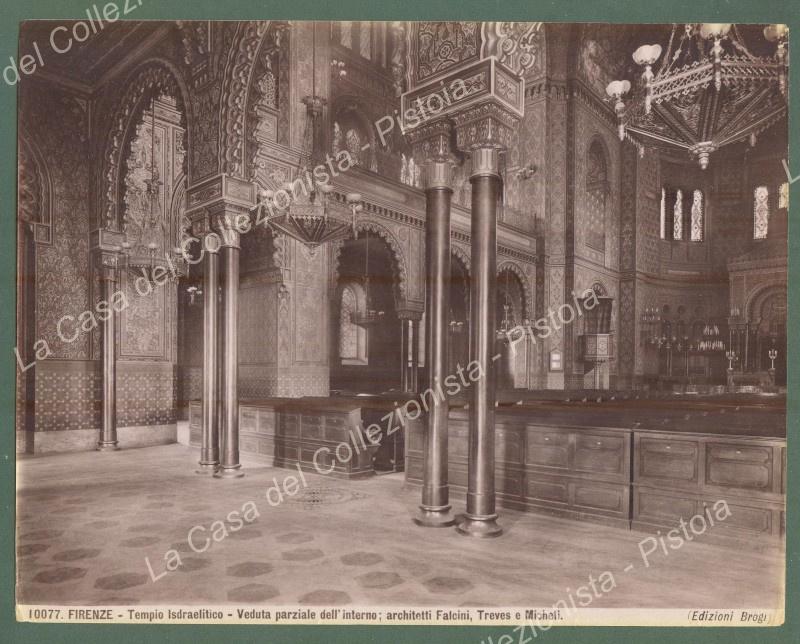 FIRENZE. Tempio israelitico, interno. Foto originale Alinari all&#39;albumina, circa 1890