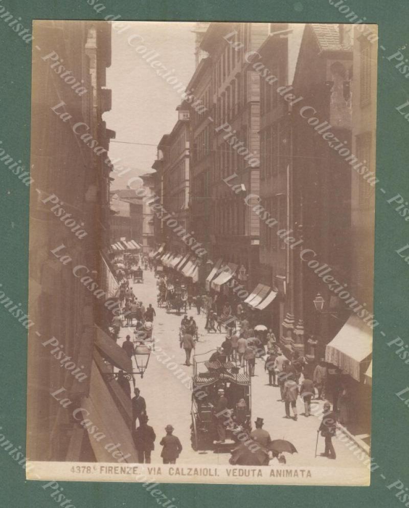 FIRENZE. Via Calzaioli. Foto originale all&#39;albumina, circa 1880