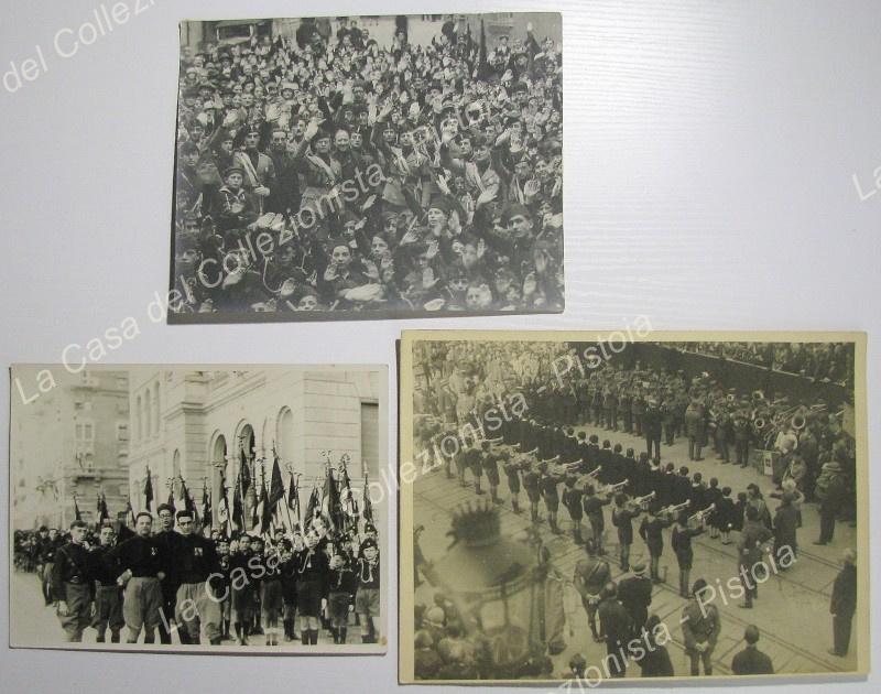 GENOVA. Fascismo. 3 grandi foto mostrano folla. Anni &#39;20/&#39;30
