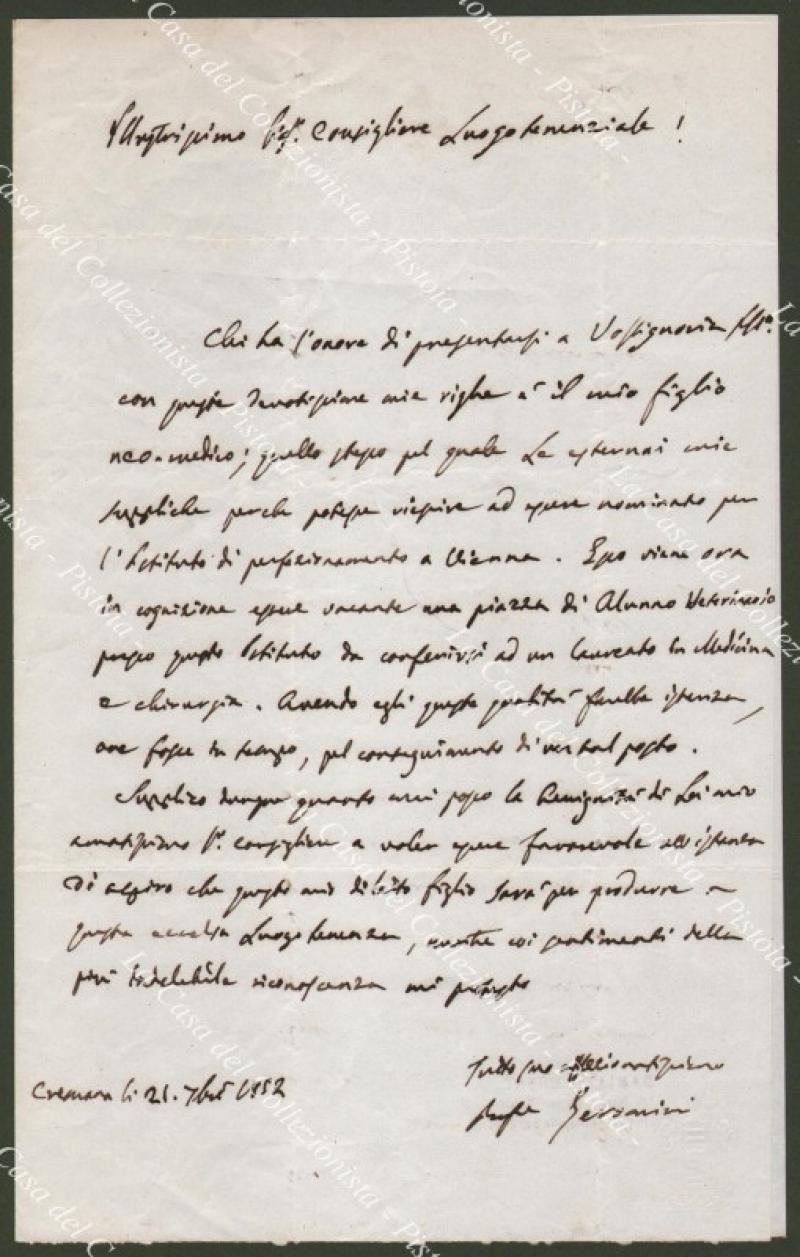 GEROMINI FELICE (Cremona 1792 ‚Äì Cremona 1858). Illustre medico cremonese …