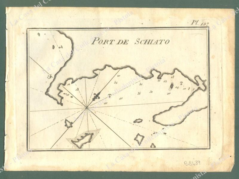 GRECIA. SKIANTHOS. &quot;PORT DE SCHIATO&quot;. Acquaforte. Portolano Allezard, Livorno 1817