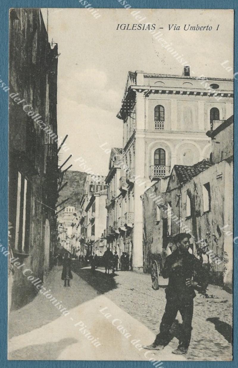 IGLESIAS. Via Umberto IÂ°. Cartolina viaggiata nel 1914.