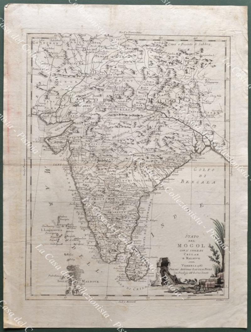 INDIA. Carta geografica originale. &quot;STATO DEL MOGOL CON L&#39;ISOLE DI …