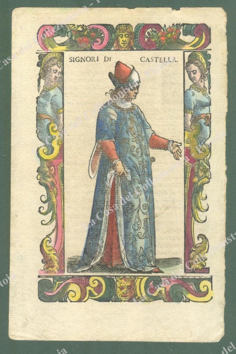 ITALIA. SIGNORI DI CASTELLA. Xilografia, Vecellio, 1598