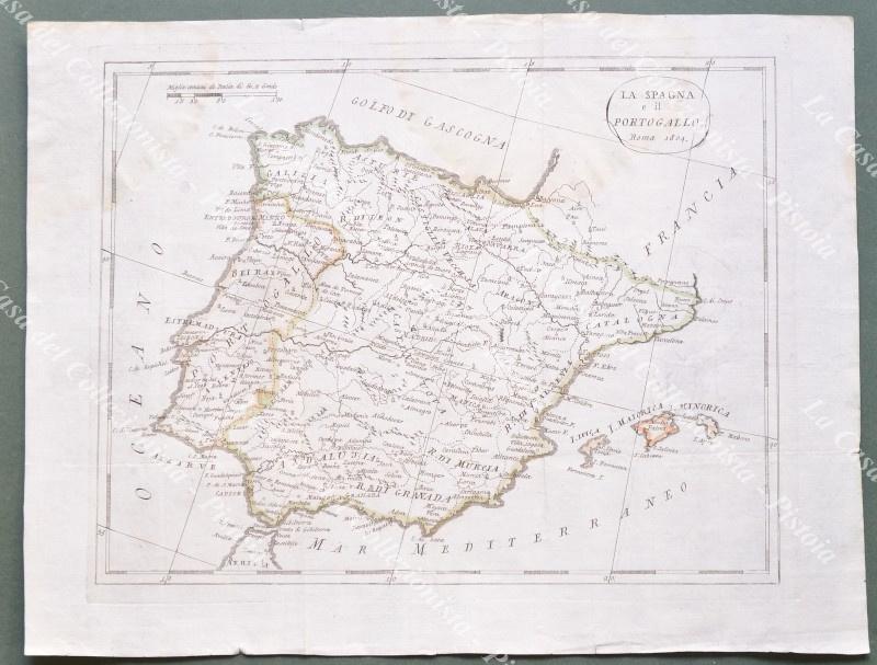 LA SPAGNA. Carta geografica edita a Roma nel 1804.