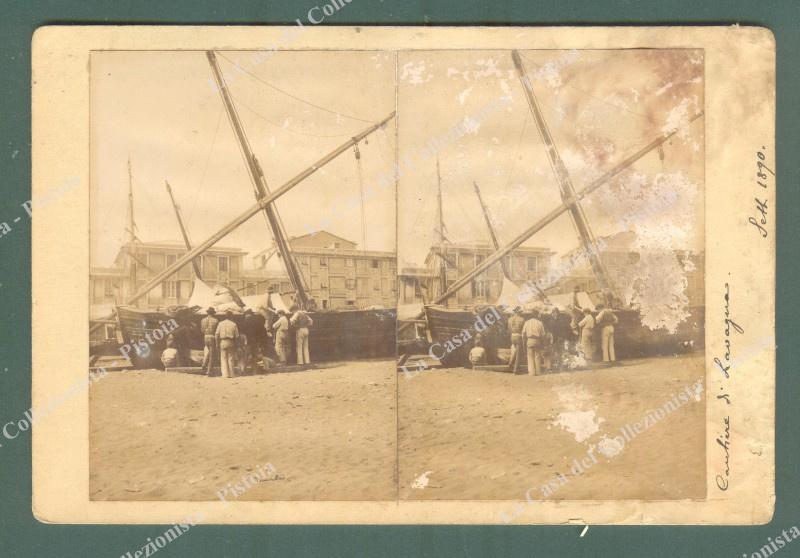 LAVAGNA, Genova. &quot;Cantiere di Lavagna. Settembre 1890&quot;. Foto d&#39;epoca stereoscopica