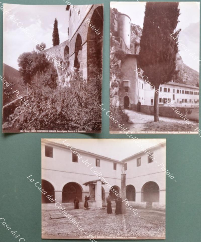 Lazio, Roma. SUBIACO. Il Monastero. Tre fotografie originali, fine 1800