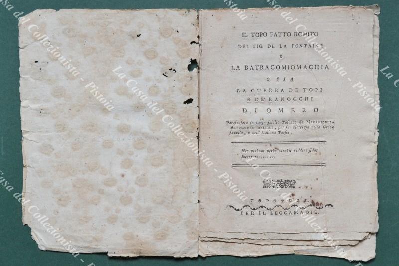 Letteratura - ediz. 1700. IL TOPO FATTO ROMITO DEL SIG. …