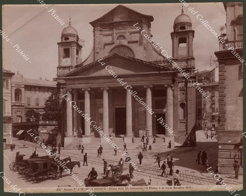 Liguria, GENOVA. Chiesa della SS. Annunziata. Fotografia originale, fine 1800