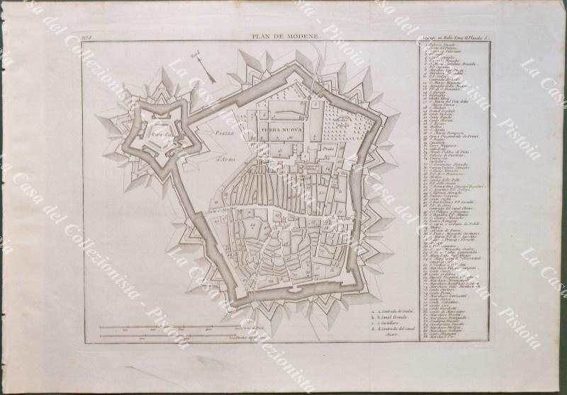 MODENA. ‚ÄúPlan de Modene‚Äù. Pianta della citt√†. De La Lande, …