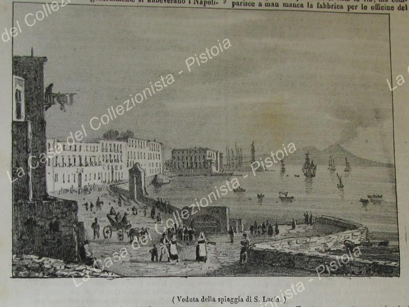 NAPOLI. S.Lucia. Veduta dalla spiaggia. Poliorama Pittoresco 1838. Intero fascicolo