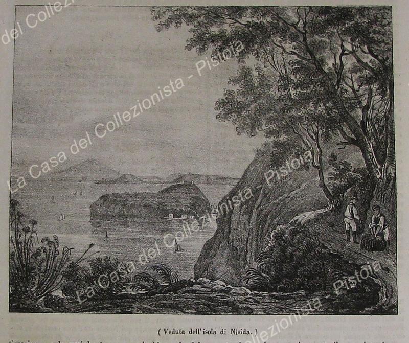 NISIDA, Campania. Veduta dell&#39;isola. Poliorama Pittoresco 1839