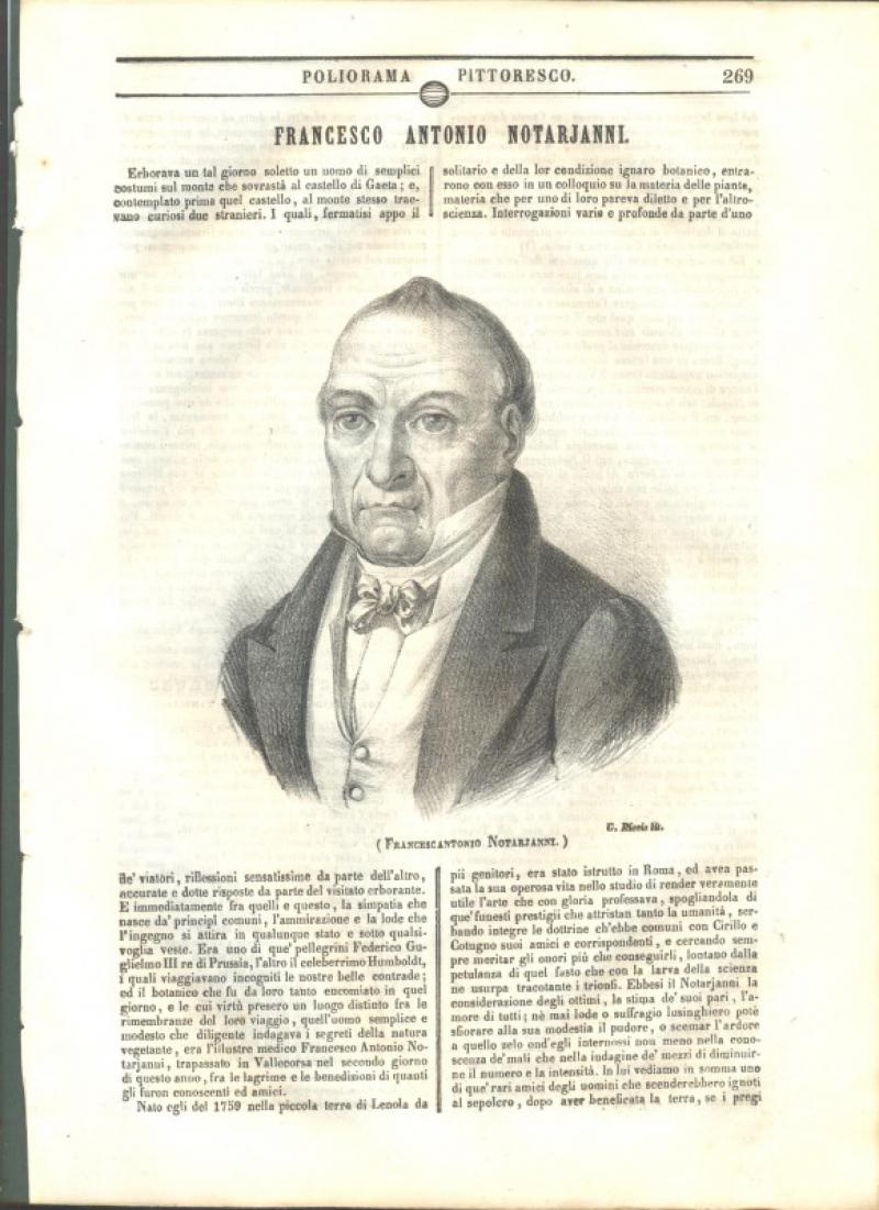 NOTAJANNI ANTONIO FRANCESCO. Fascicolo intero del Poliorama Pittoresco