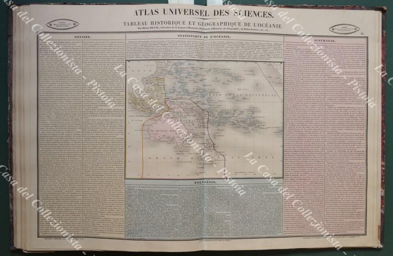 Oceania. TABLEAU HISTORIQUE ET GEOGRAPHIQUE DE L&#39;OCEANIE. Grande carta acquarellata …