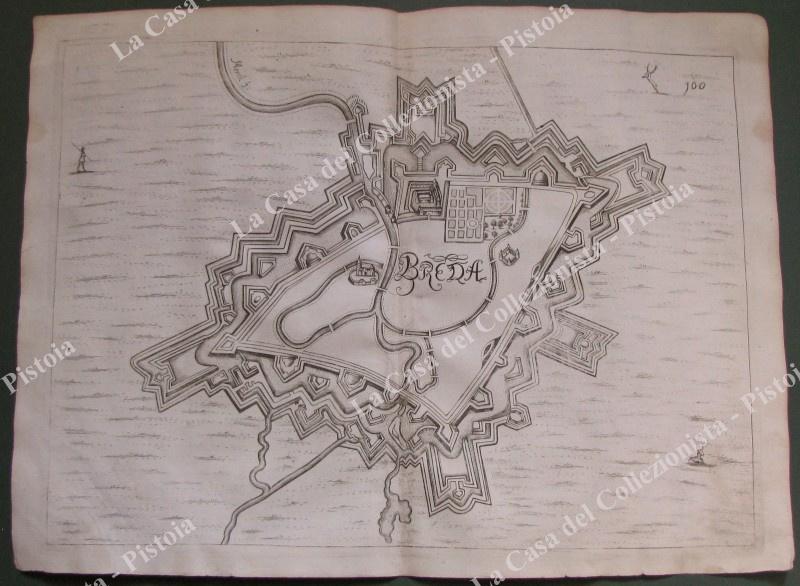 OLANDA. Pianta topografica della cittÃ di &quot;BREDA&quot;. Acquaforte anno 1683
