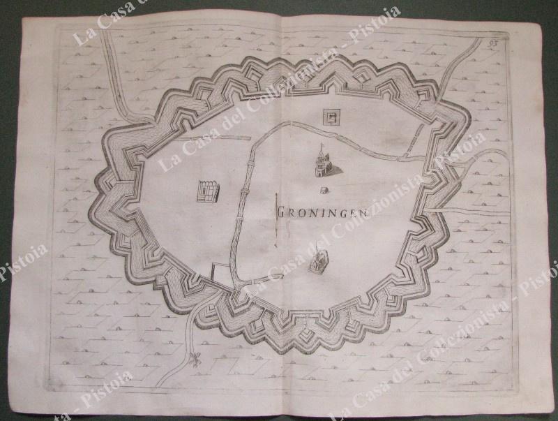 OLANDA. Pianta topografica della citt√† di &quot;GRONINGEN&quot;. Acquaforte anno 1683