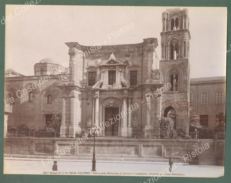 PALERMO. Chiesa della Martorana. Foto originale Alinari all&#39;albumina, circa 1890