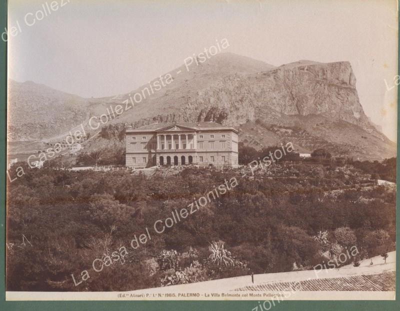 PALERMO. Villa Belmonte e Monte Pellegrino. Foto originale Alinari all&#39;albumina, …