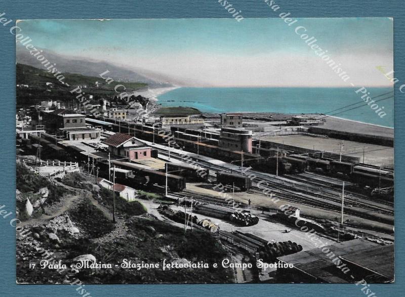 PAOLA, Cosenza. Stazione ferroviaria. Cartolina d&#39;epoca viaggiata