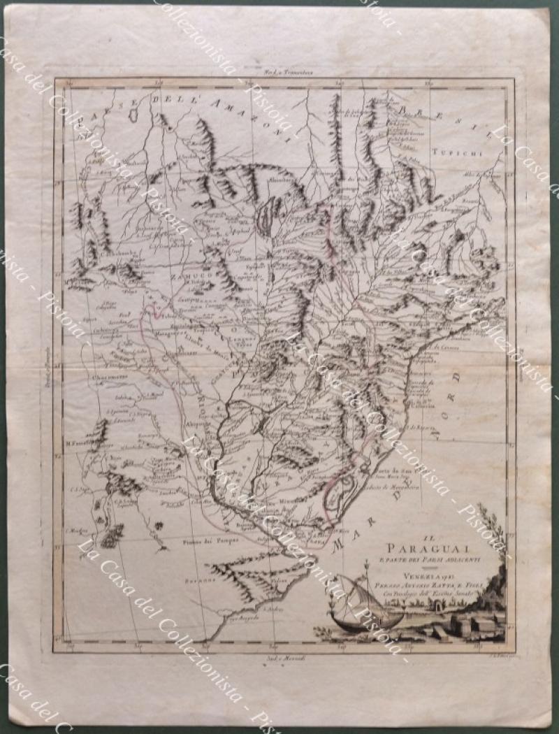 PARAGUAI. Carta geografica originale. &quot;IL PARAGUAI E PARTE DEI PAESI …